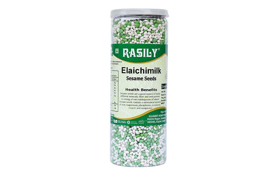Rasily Elaichimilk Sesame Seeds (Sugar Coated Til)   Plastic Jar  280 grams